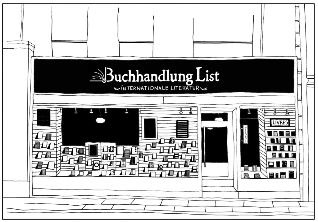 Illustration of the List bookshop in Porzellangasse